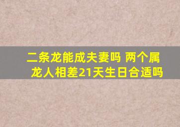 二条龙能成夫妻吗 两个属龙人相差21天生日合适吗